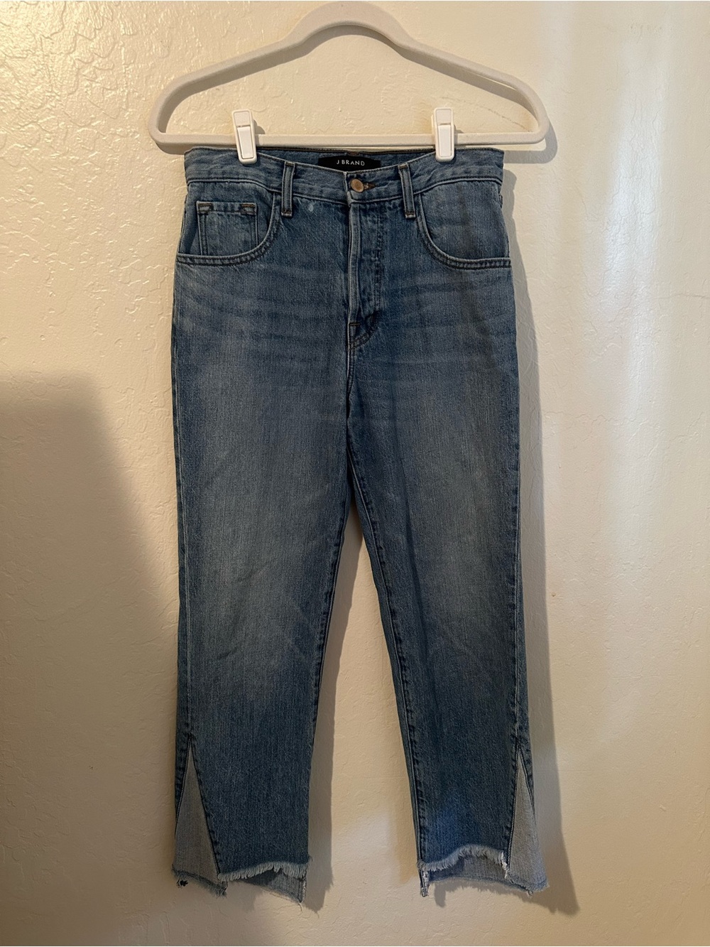 J Brand Mid-Blue Cropped Straight Jeans